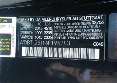 2006 Mercedes-Benz Clk350 z USA, uszkodzony, nr VIN WDBTJ56J16F196283